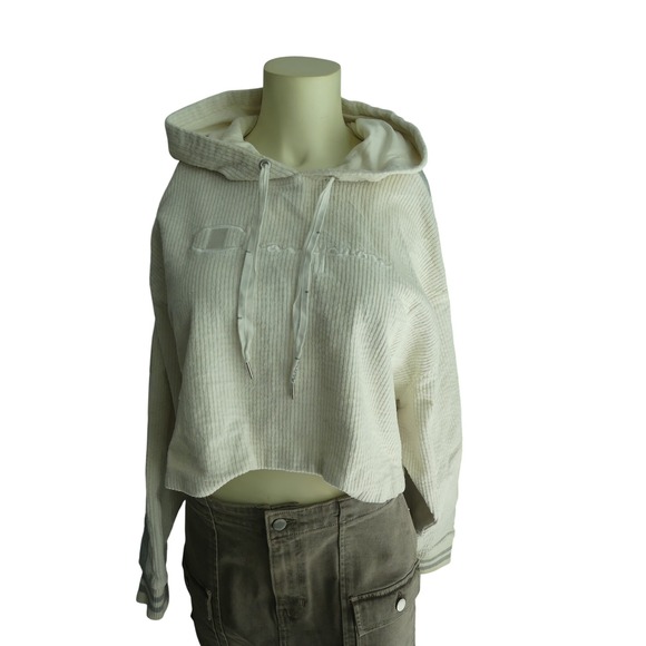 Champion Tops - Champion Reverse Weave Corduroy Cropped Hoodie Cream XL